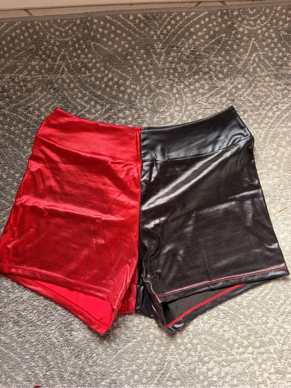 Shiny Two-Toned Red and Black Shorts